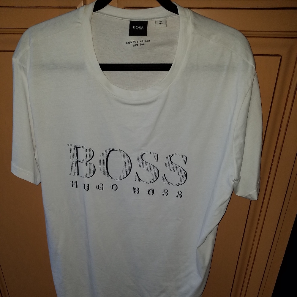 Hugo Boss Logo Mens White T-Shirt, Size XXL